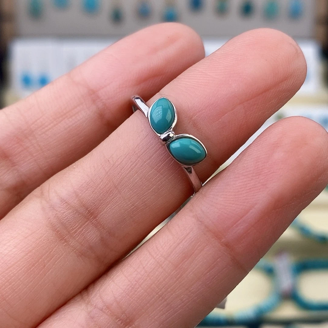 绿松石银S925镶嵌戒指