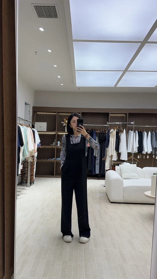 黑色背带裤女慵懒松弛感小个子2025新款连体长裤洋气减龄裤子 005