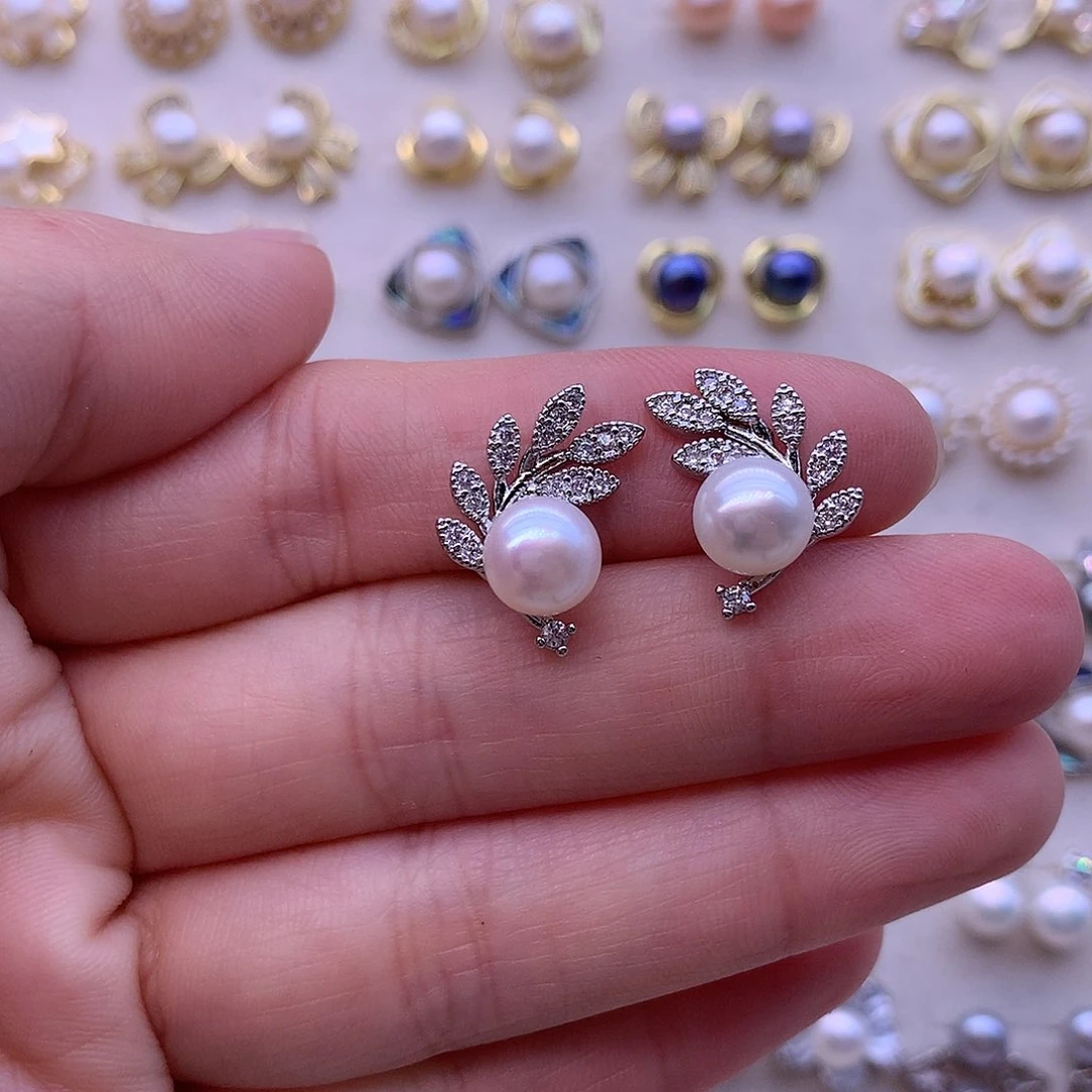 淡水珍珠耳饰合金