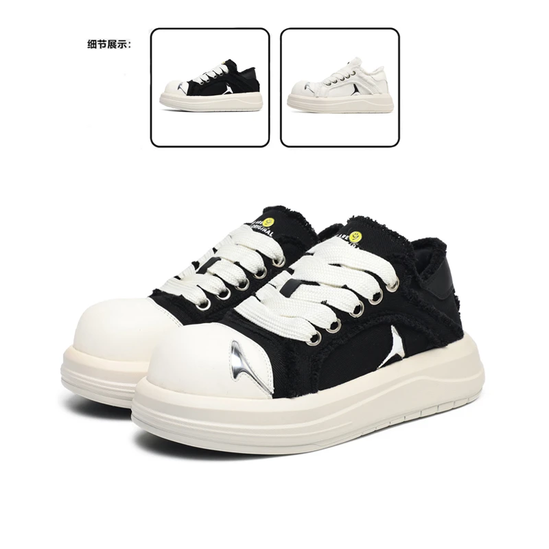 笑脸大头鞋男女同款春夏新款厚底帆布鞋休闲女鞋子潮流百搭板鞋子