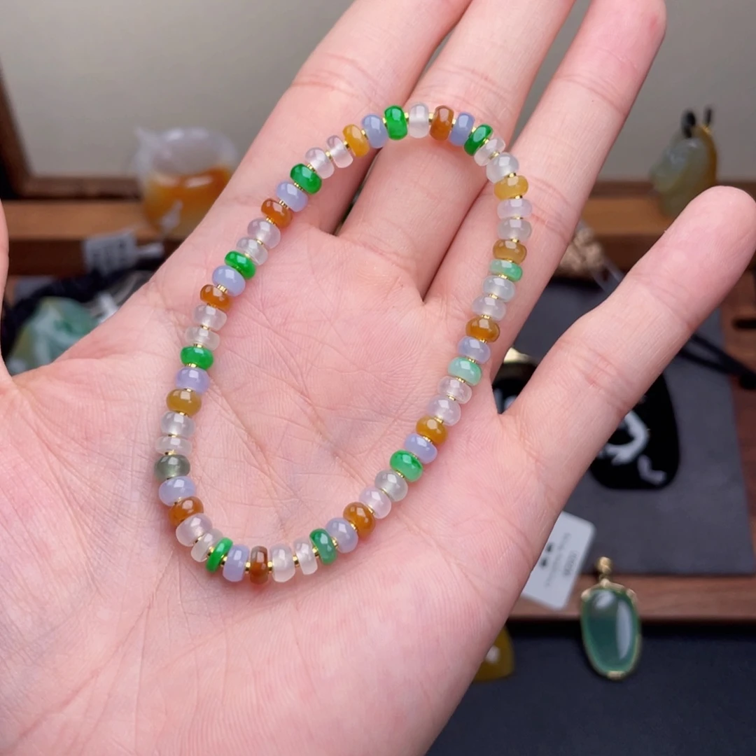 翡翠未镶嵌手链多宝多彩手链