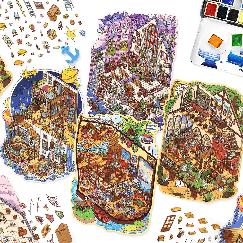 PaperMore小角落第五弹立体造景贴纸沉浸式diy微缩场景解压拼贴画