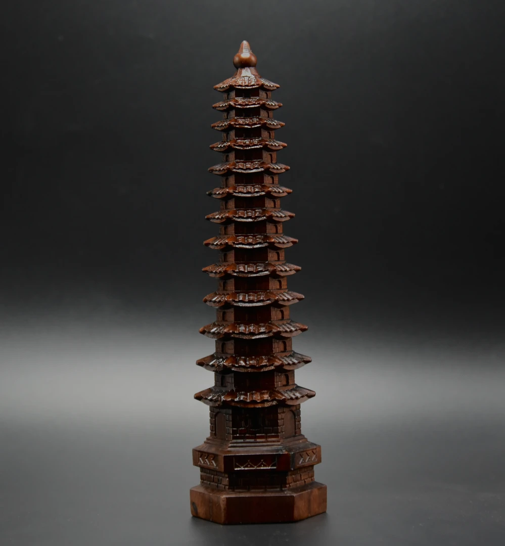 【状元塔】中国风复古手工木雕魁星塔  十三层仿古木塔摆件