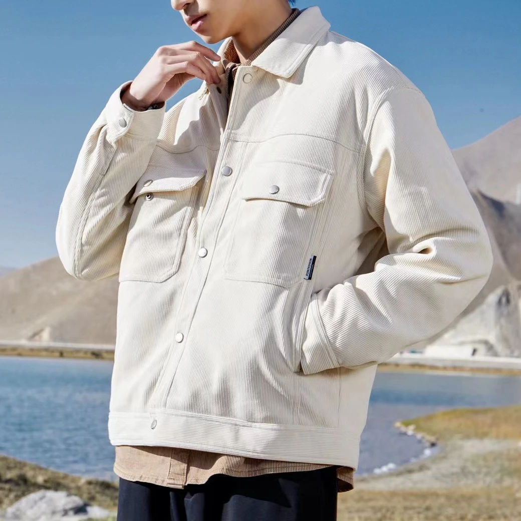 时尚百搭男士翻领灯芯绒保暖羽绒服