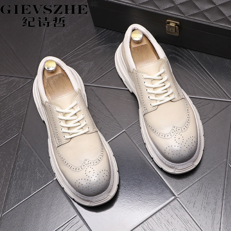 纪诗哲轻奢男鞋夏季新款厚底内增高休闲英伦风男士内增高黑色皮鞋