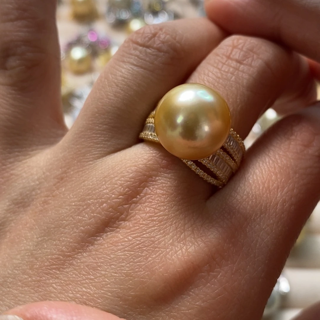 海水珍珠戒圈银S925镶嵌