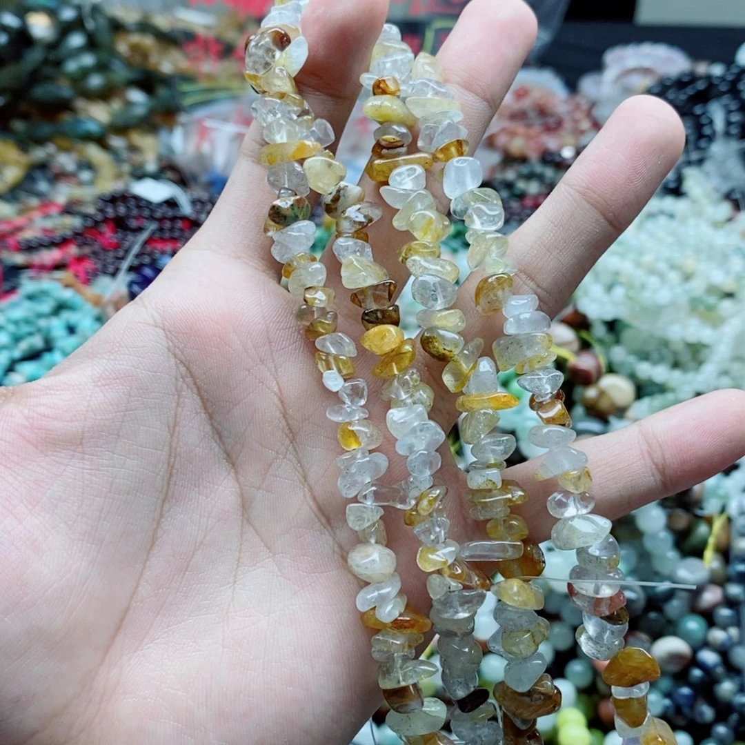 玛瑙/玉髓未镶嵌珠宝半成品一条天然金丝玉碎石