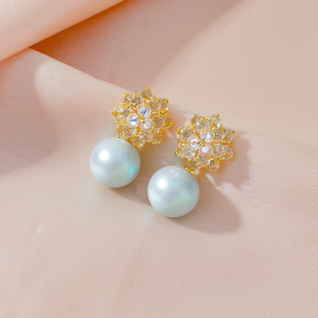 铜合金耳饰 耳环气质白色轻奢时尚百搭复古法式精致PT0583