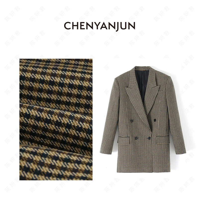 【千鸟格經典气质戗驳领西服外套】CHENYANJUN WWO74-W366