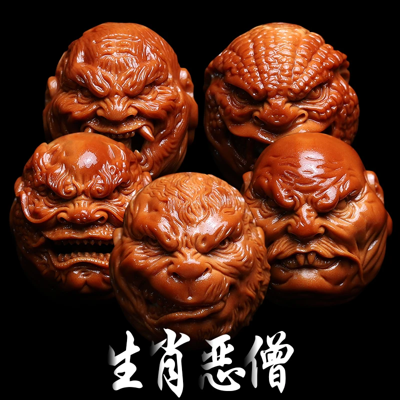 橄榄核核雕生肖恶僧纯手工文玩手持把件非遗文化