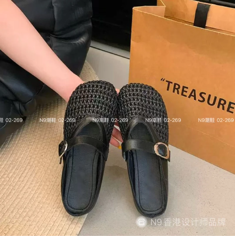 平底半拖镂空休闲休闲风复古凉拖包头拖韩版舒适日常包头