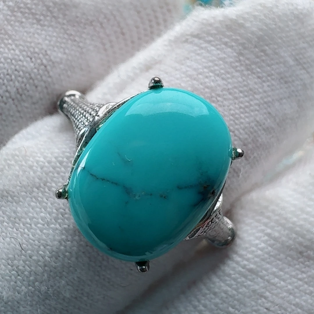 绿松石银S925镶嵌戒指