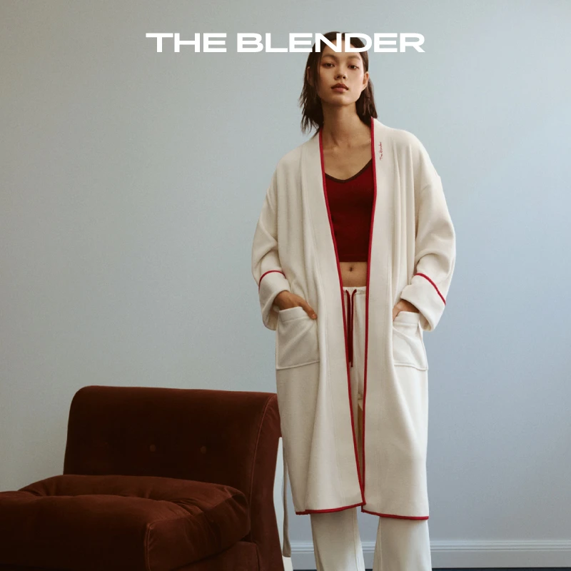 【新品】The Blender25秋撞色Logo刺绣家居服双面绒感舒适睡袍女