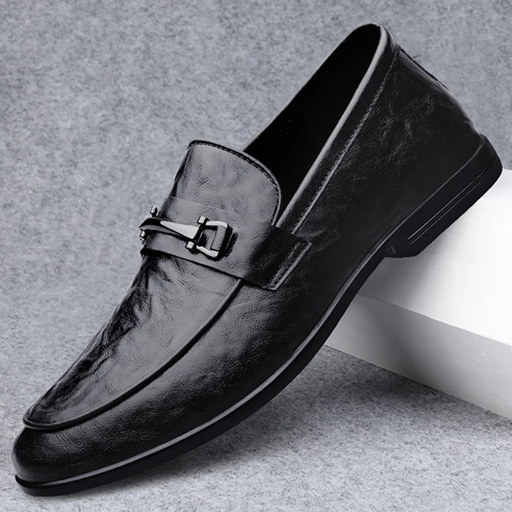 男士豆豆鞋百搭鞋子男款夏季透气软皮软底小皮鞋一脚蹬爆款休闲鞋