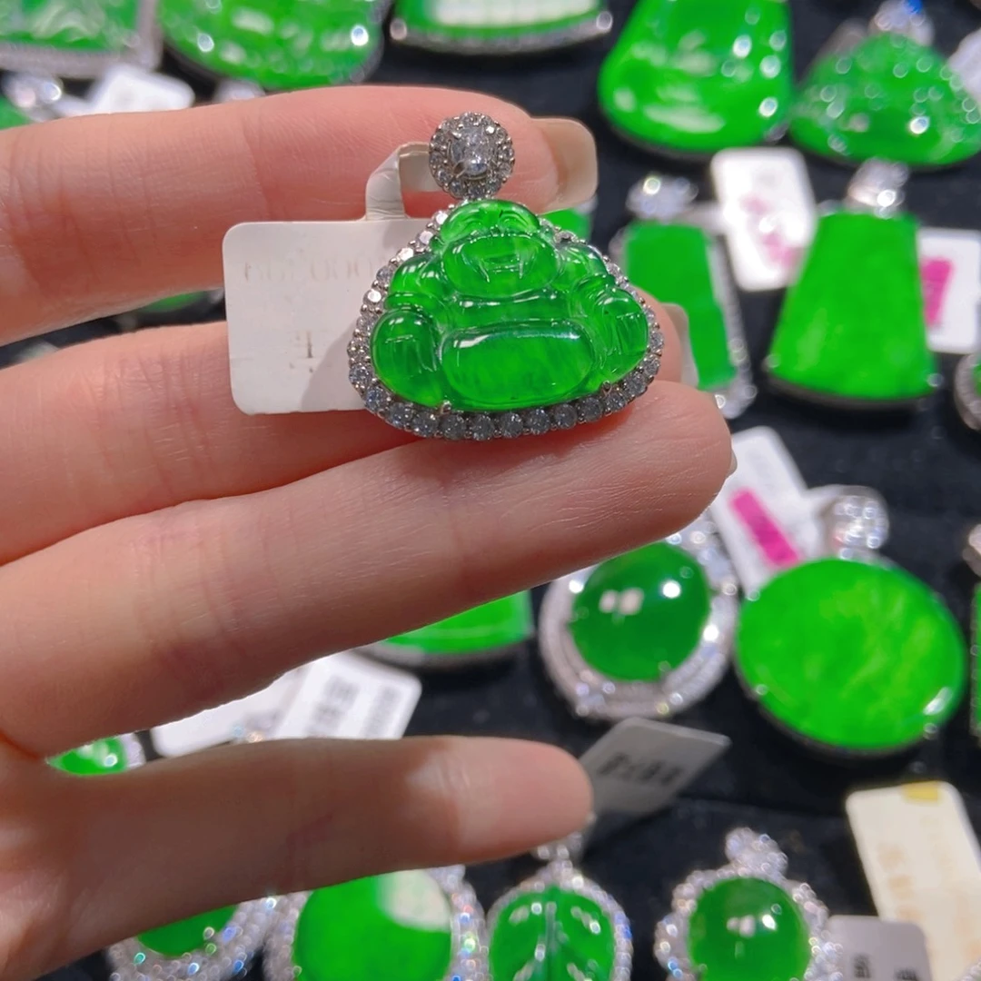 翡翠吊坠(不含链)银S925镶嵌