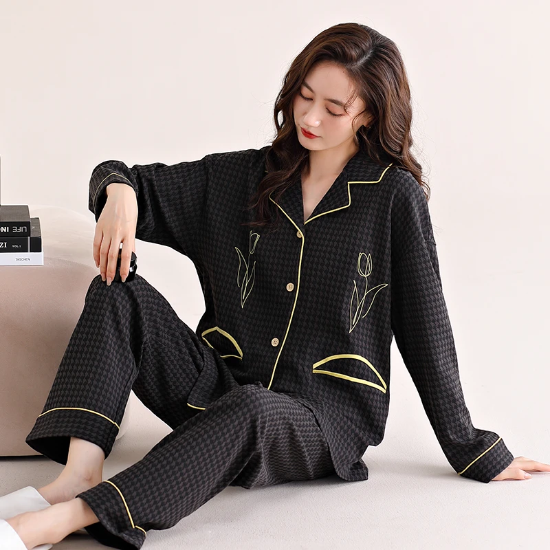 睡衣女款春秋季宽松长袖长裤女士2025新款套装灵活家居服女春秋款