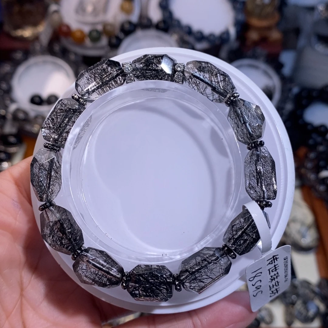 未镶嵌手链水晶黑发晶毕业级随型设计款9mm