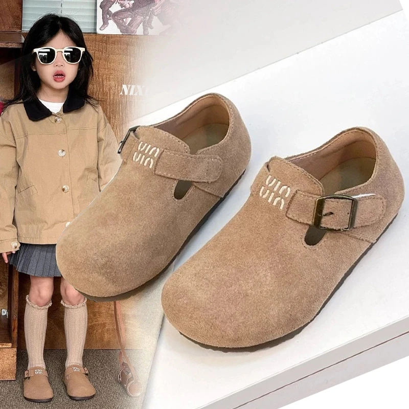 ABC 韩版女童皮鞋2025春季新款儿童勃肯鞋中大童休闲鞋软底豆豆鞋