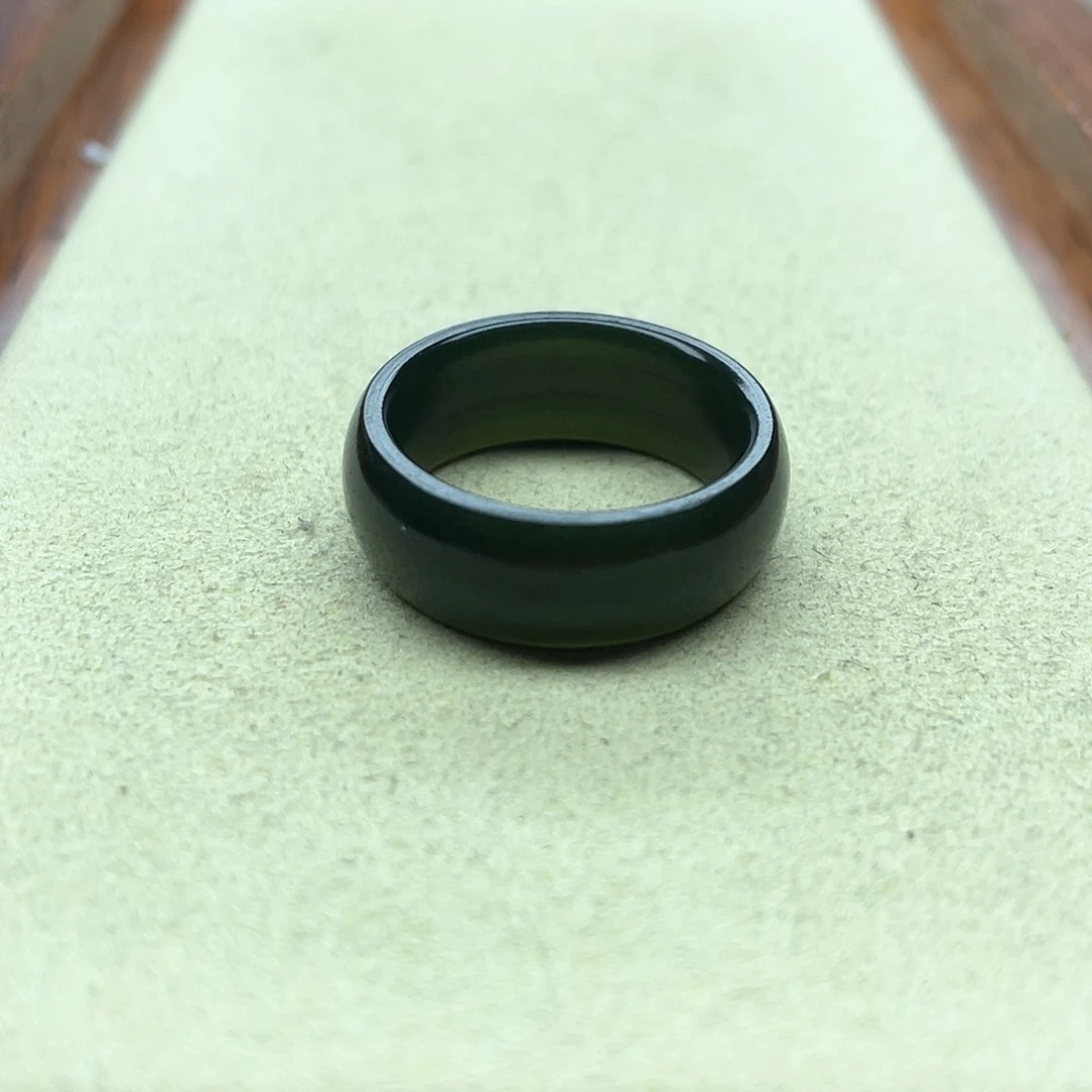 未镶嵌戒指和田玉120青玉宽条18号