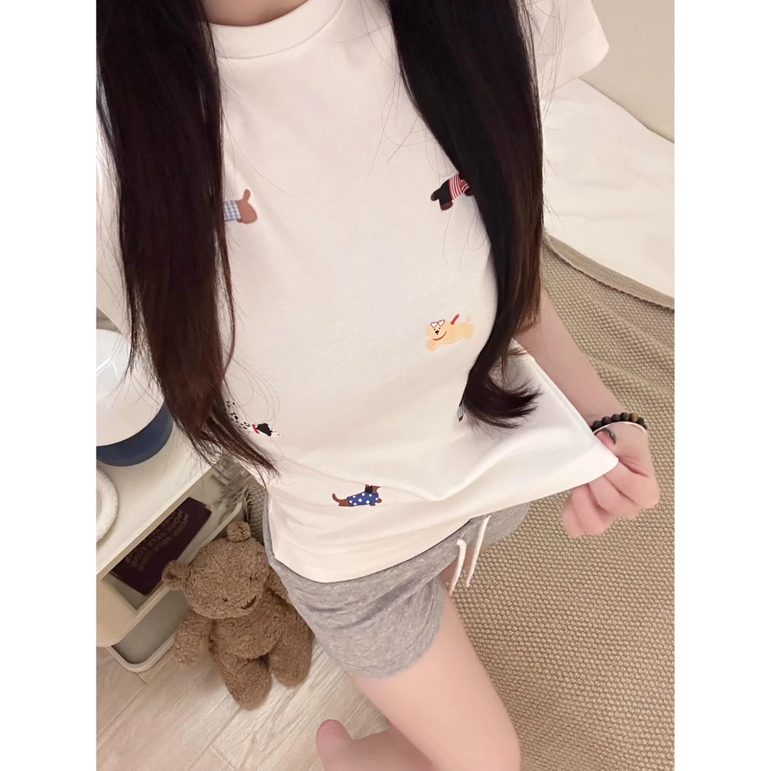 【趣味小狗】腊肠狗印花短袖睡衣夏季新款t恤短裤家居服套装可外穿