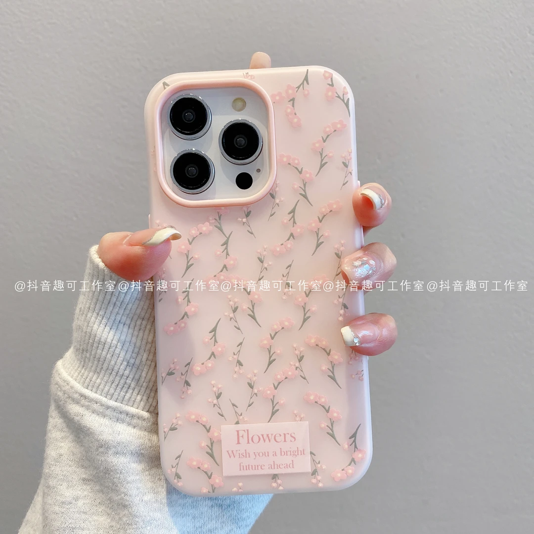 果冻壳适用iphone17promax苹果16手机壳15/14/13/12华为潮海棠花