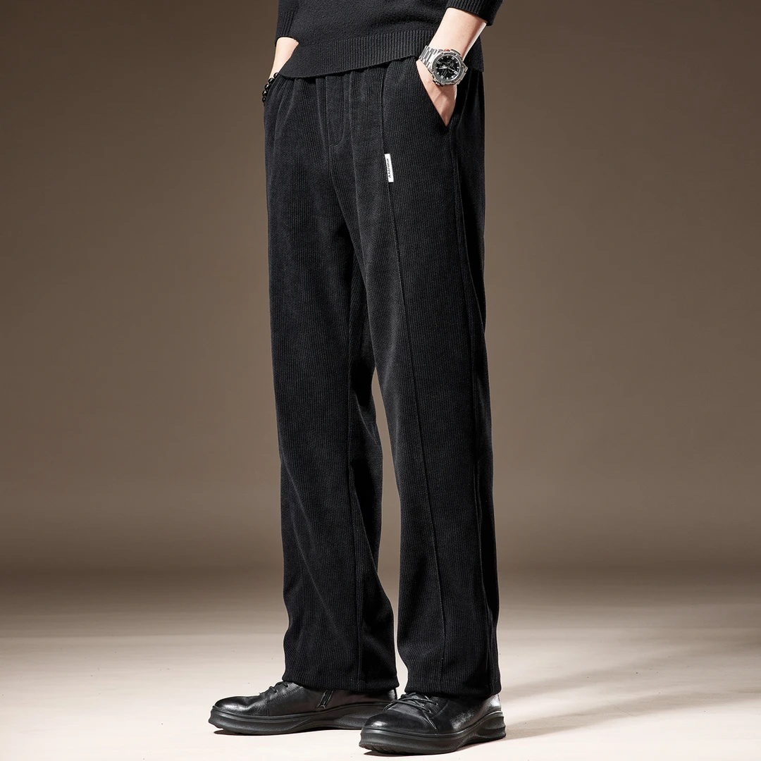 高端雪尼尔灯芯绒休闲长裤子男2025秋季新款阔腿宽松直筒男士卫裤