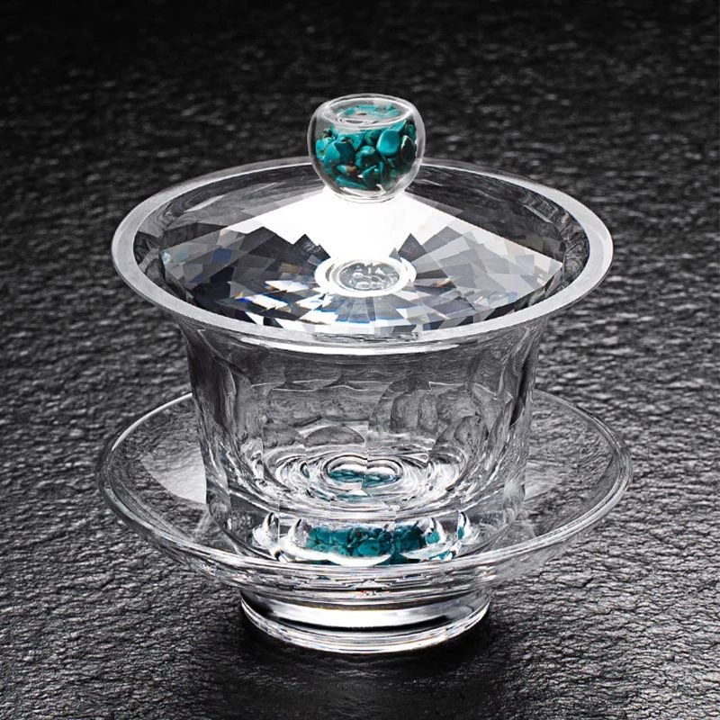 绿松石三才盖碗家用功夫茶具泡茶器品茗杯A10754