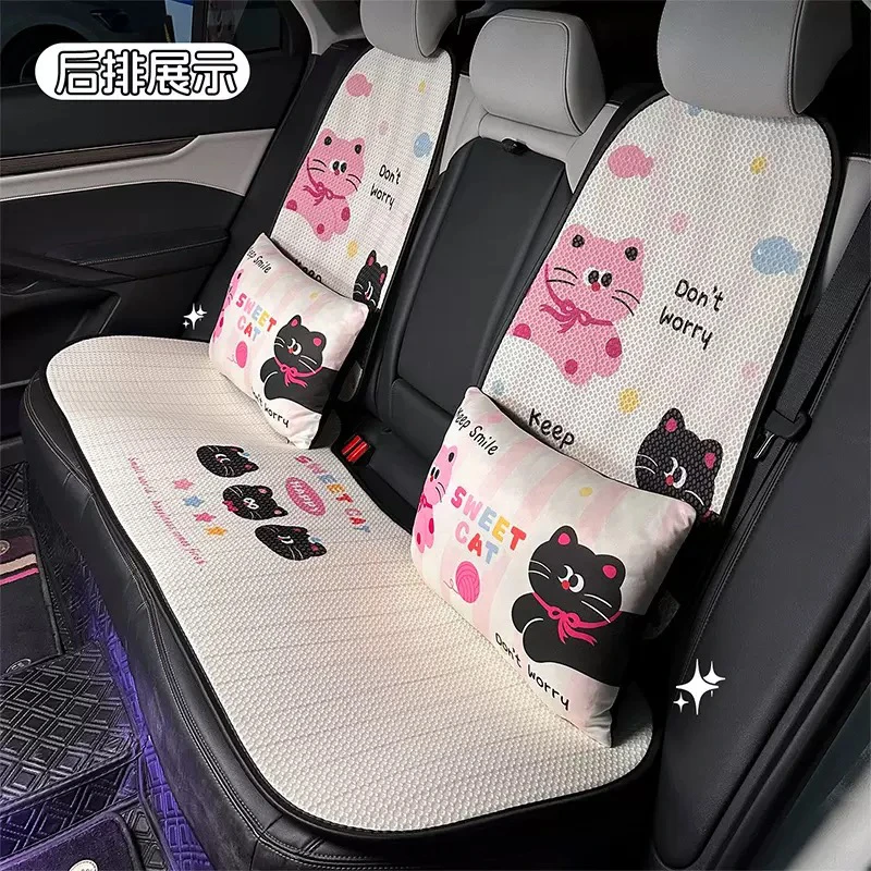 可爱猫咪汽车坐垫女士车内座垫车载座套四季通用卡通车垫座椅套