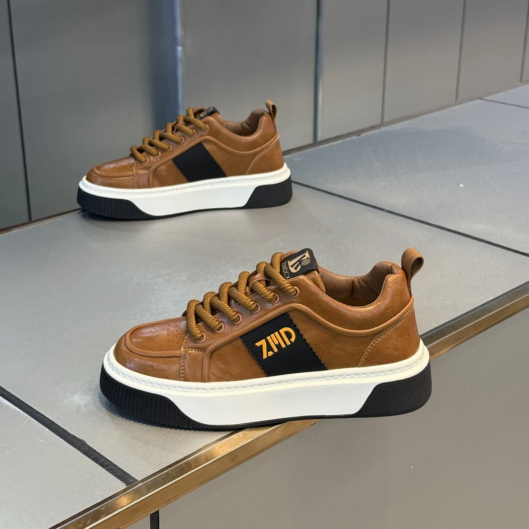 平跟增高秋季胶粘厚底时尚休闲鞋潮鞋男士低帮软底