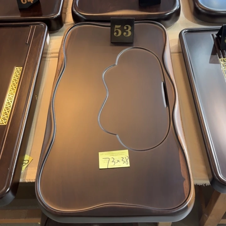 流**愁黑檀实木茶盘实物