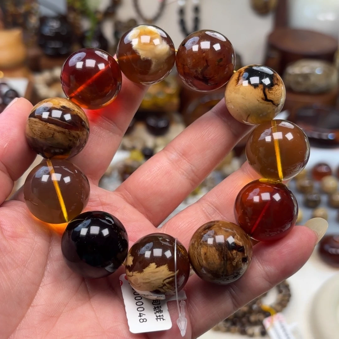 琥珀未镶嵌手链精品多宝卡23