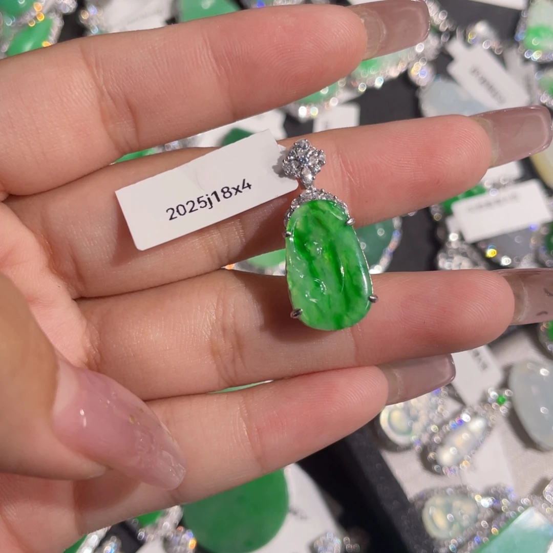 翡翠银S925镶嵌挂件