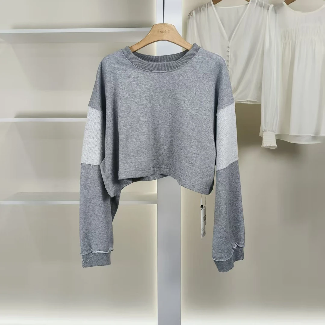 麦迪尚品【夕Y】50909245 春季拼色简约圆领套头卫衣品牌女装