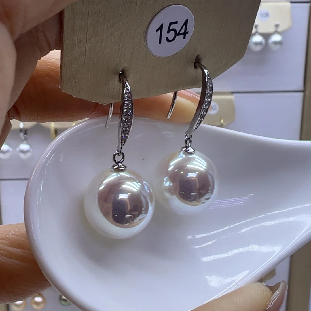 淡水珍珠银S925镶嵌耳饰