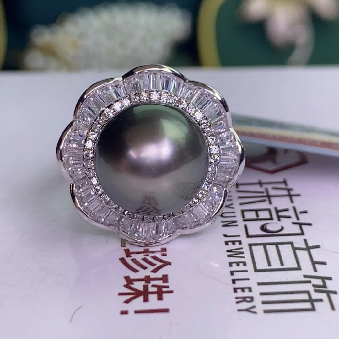 银S925镶嵌戒指海水珍珠