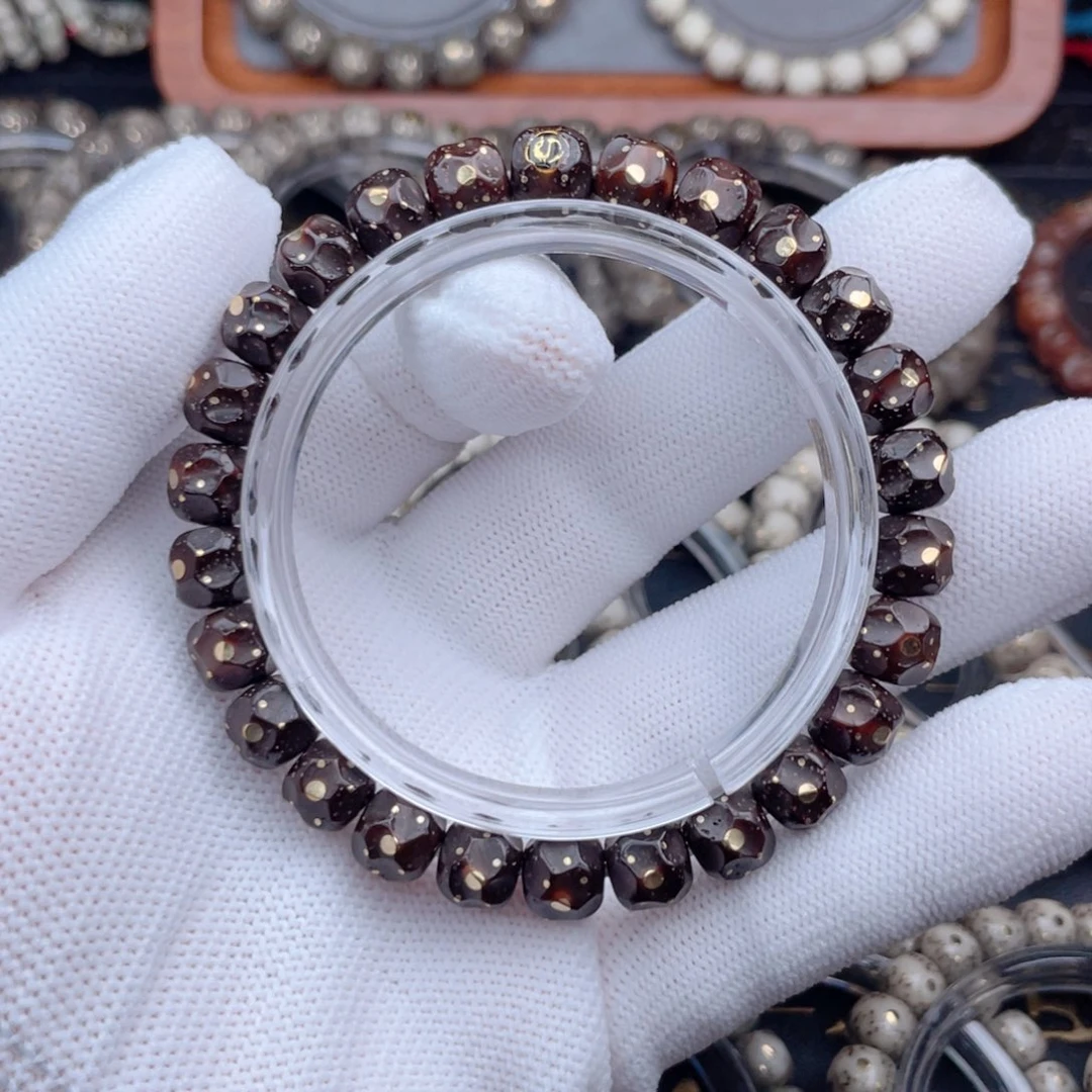 星月菩提手串原生态纯天然黑金星月手工无相