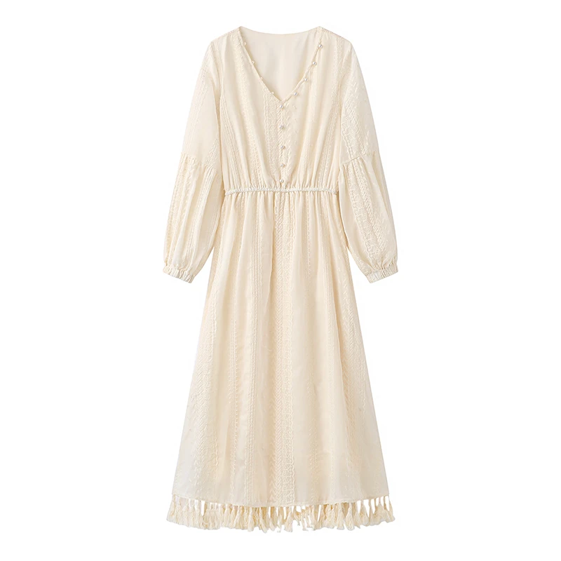 YUNSHANG  TOWN/云赏小镇波西米亚复古刺绣流苏长裙旅行度假风女