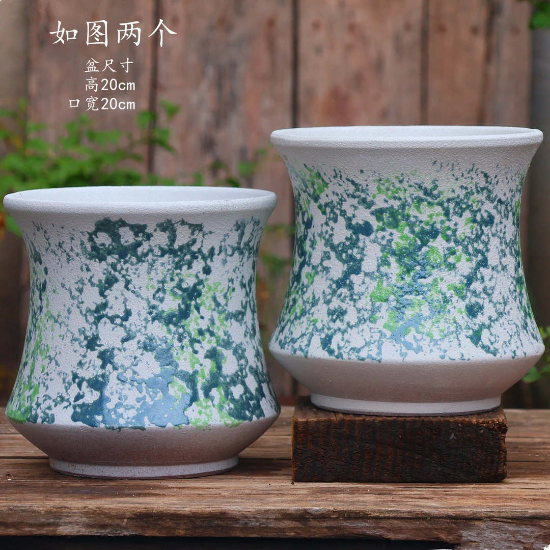 手工大口径束腰粗陶透气陶罐花盆三角梅绿植花卉多肉老桩户外阳台