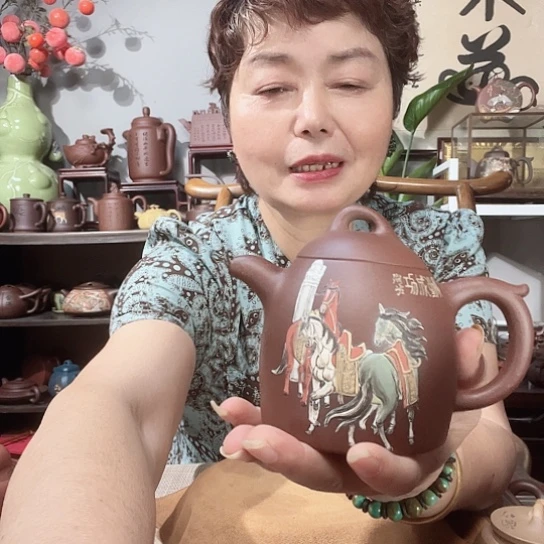 海***8茶壶底槽青原矿紫砂壶