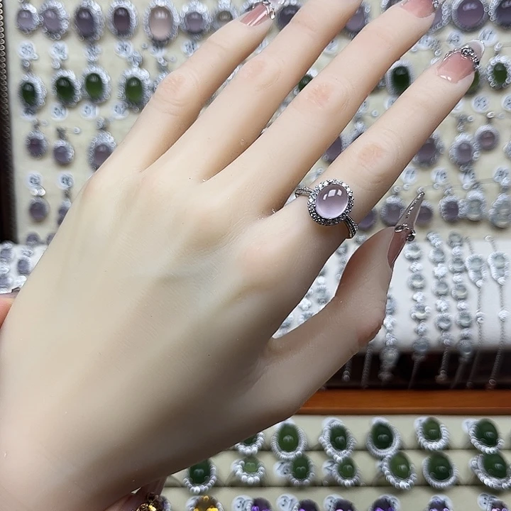 萤石戒指银S925镶嵌