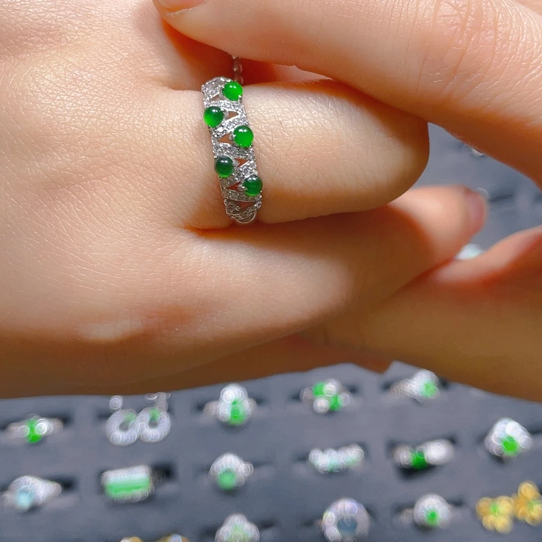 翡翠戒指银S925镶嵌戒指