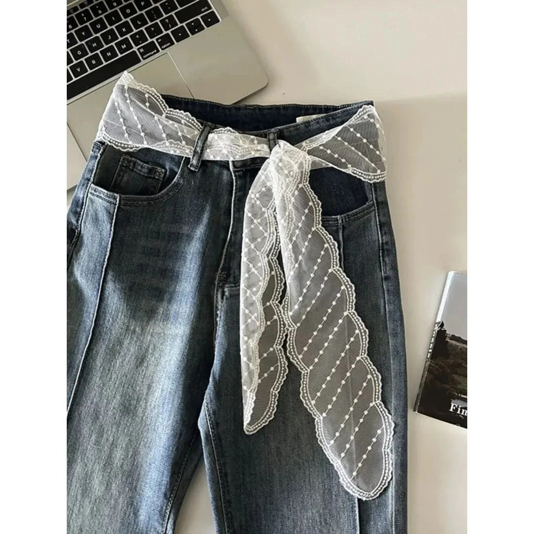 韩国ins复古蕾丝长条丝巾女春夏百搭装饰飘带法式发带多功能腰带