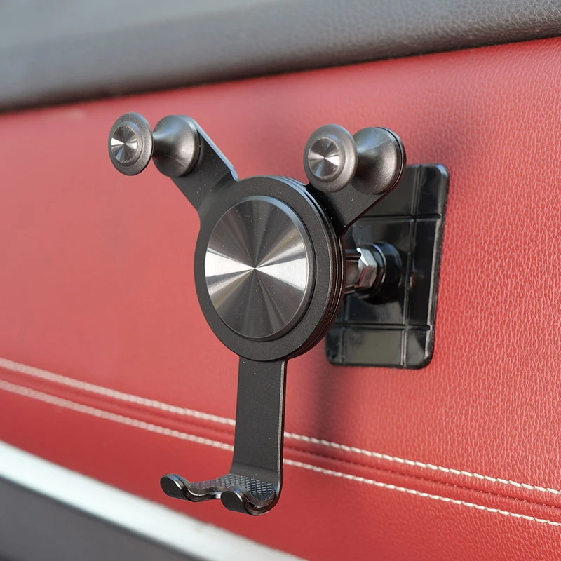 车载手机支架中控台粘贴式汽车用品卡扣夹子金属联动杠导航支撑架