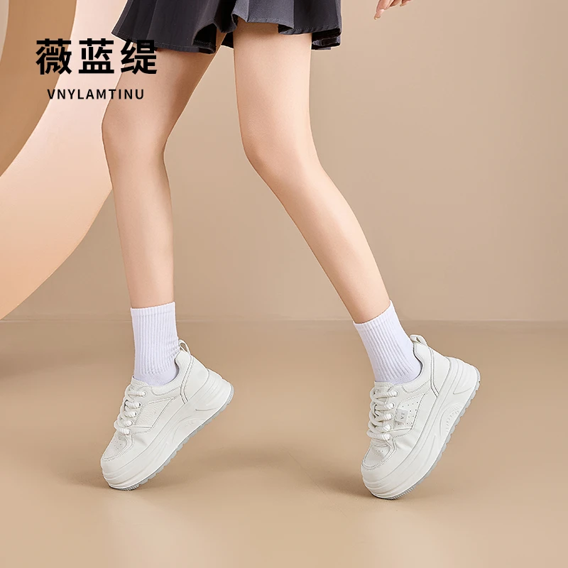 2025新款厚底小白鞋女款四季韩系鞋子小个子增高百搭透气休闲鞋