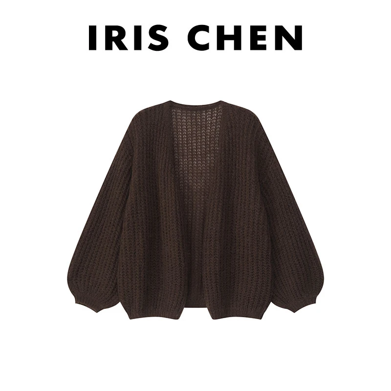 【现货】IRIS CHEN 牛油果 2025秋冬“超幼马海羊毛”灯笼袖针织开衫
