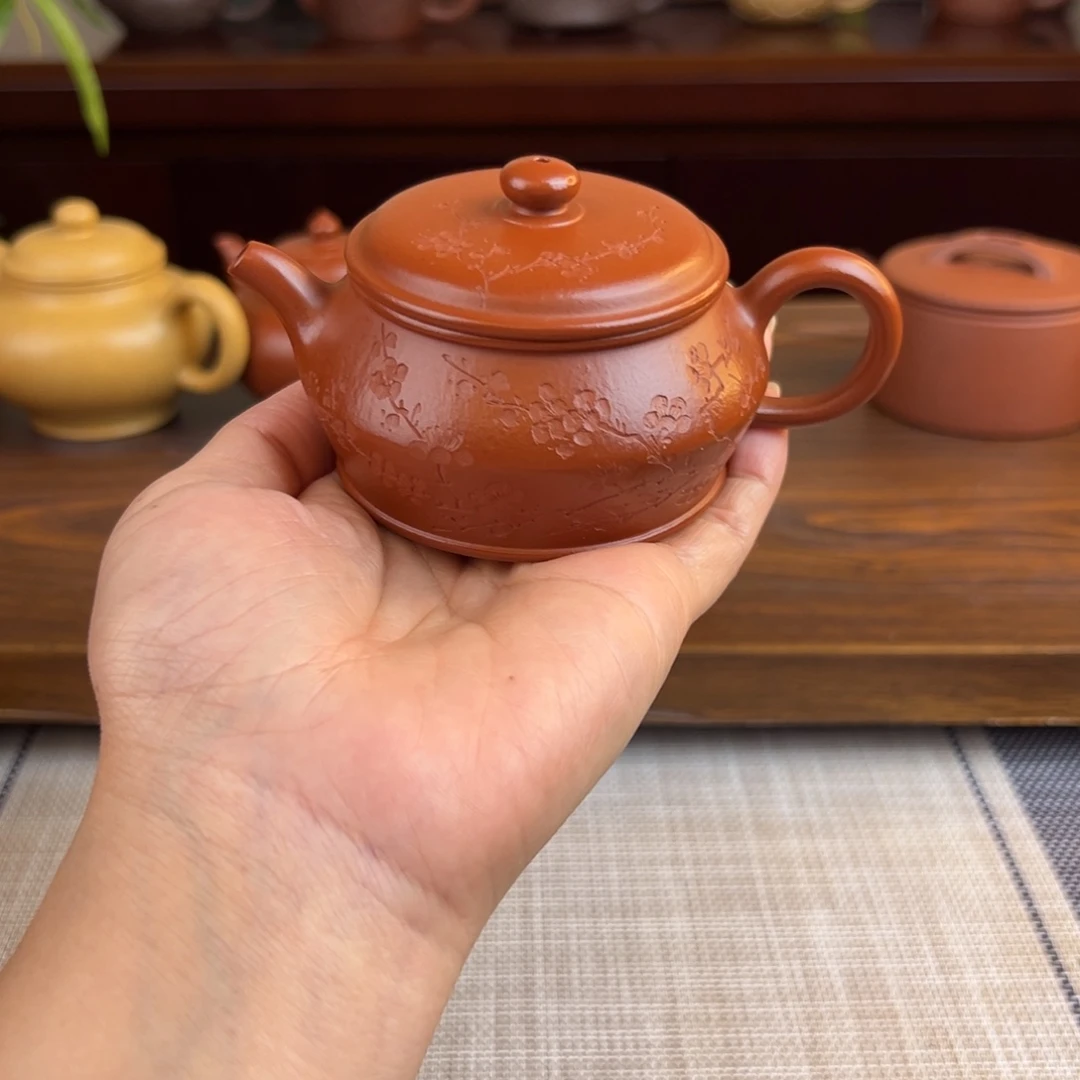 紫砂茶壶朱泥蔓舒全手110cc