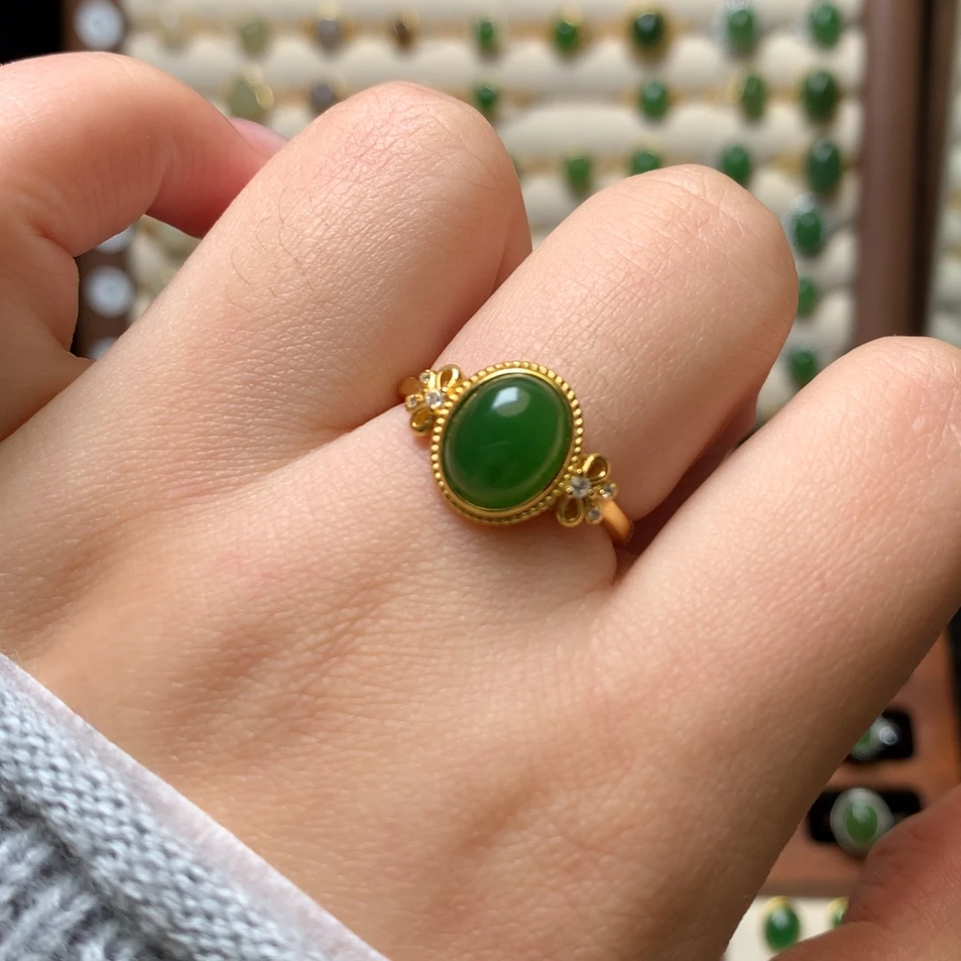 和田玉银S925镶嵌戒指