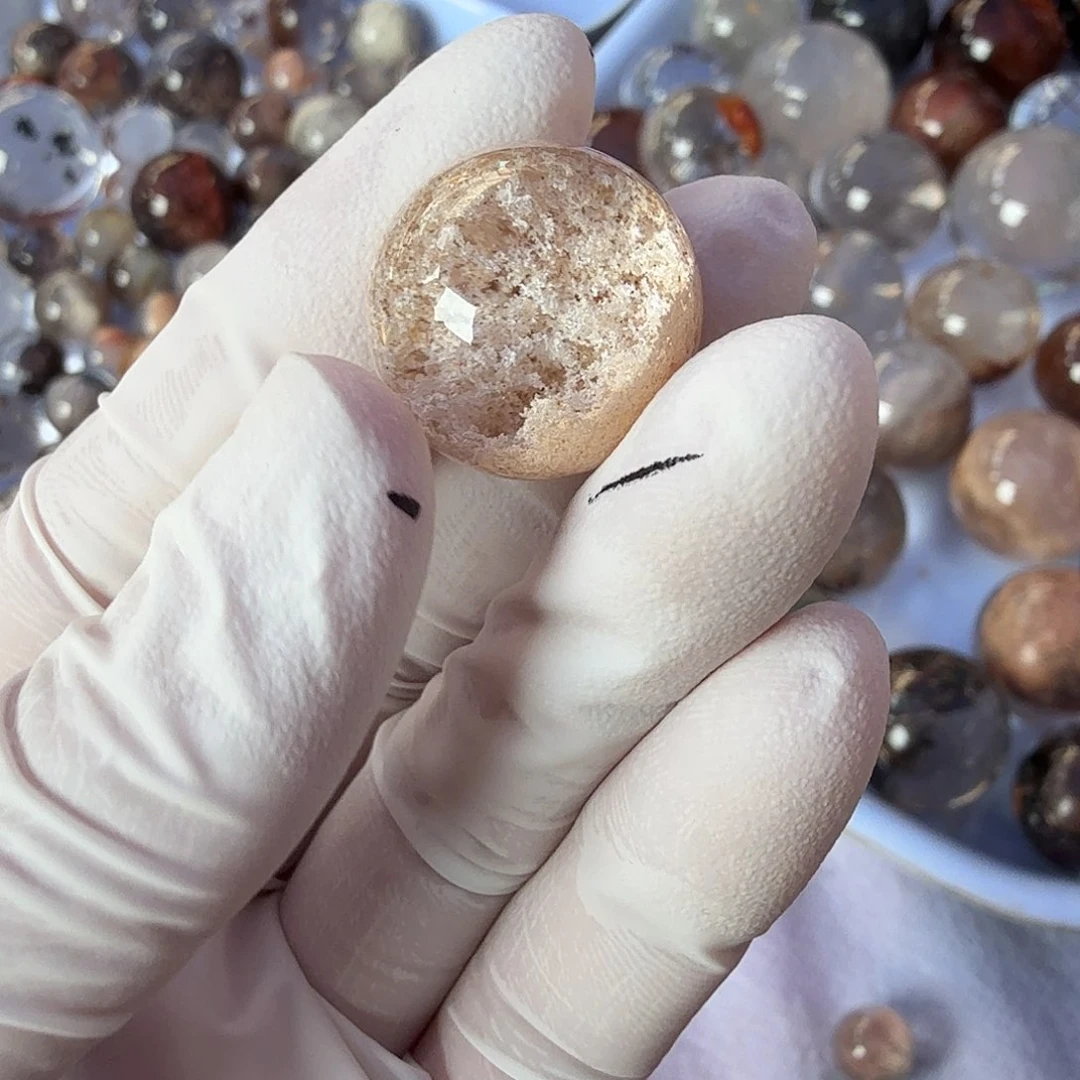 粉幽灵18.2mm打孔定制不退换未镶嵌水晶小*生