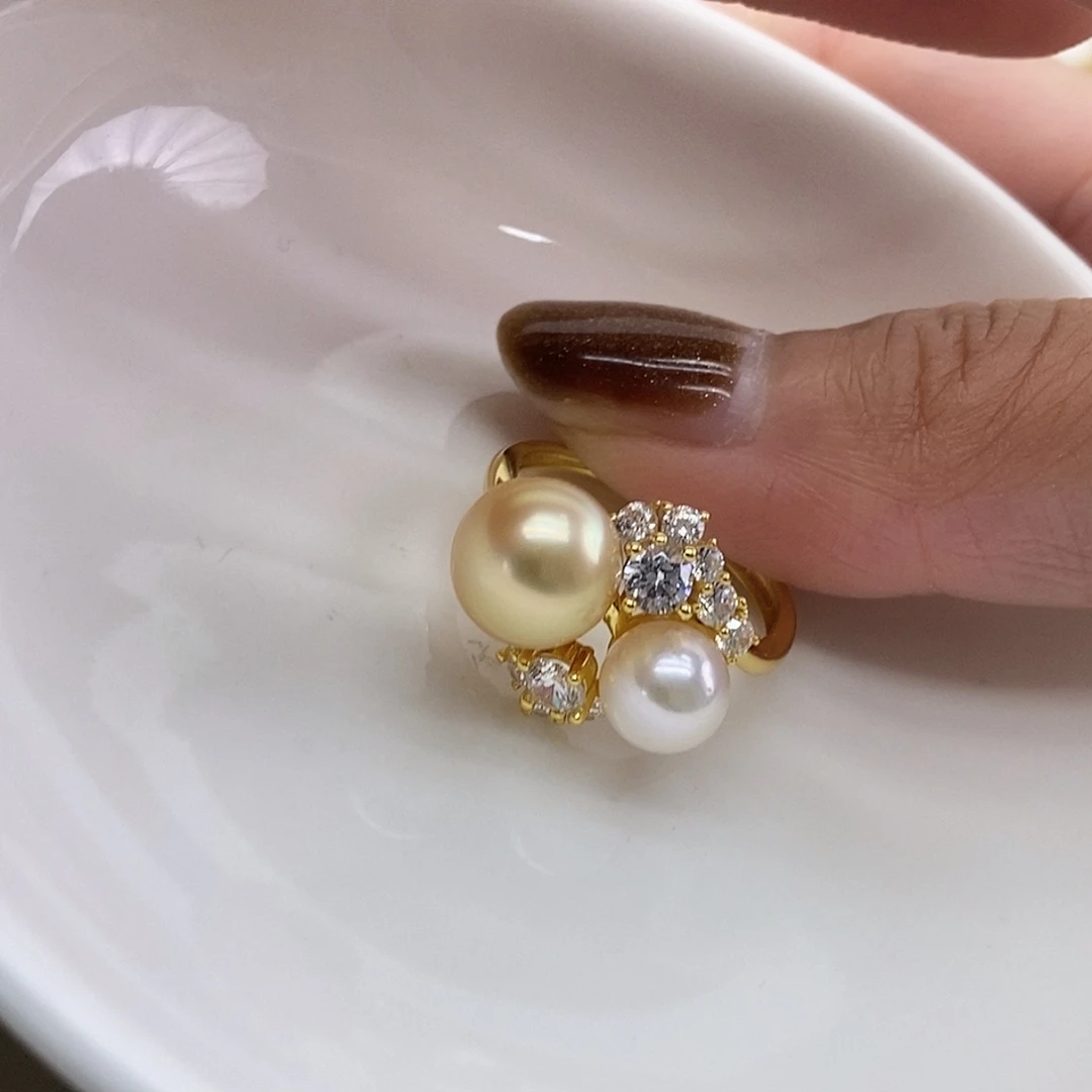 银S925镶嵌戒指海水珍珠