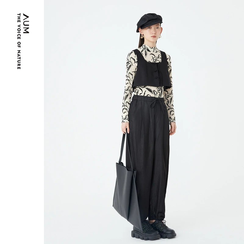 【艾钱钱精选】AUM/噢姆休闲宽松时尚复古小众设计感长裤M1DE30235